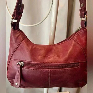 Red leather Stone Mountain Hobo Bag